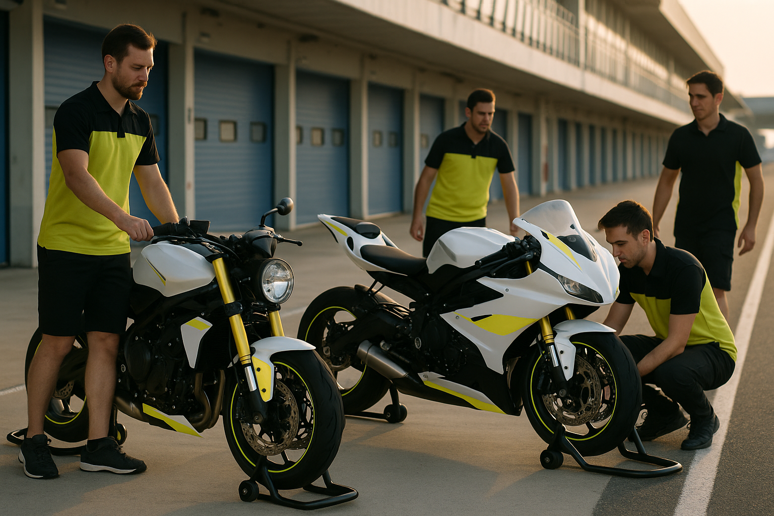 Sarlaith Racing team bike in the pit lane